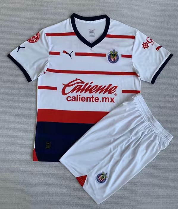 Kids-Chivas Guadalajara 23/24 Away White Soccer Jersey